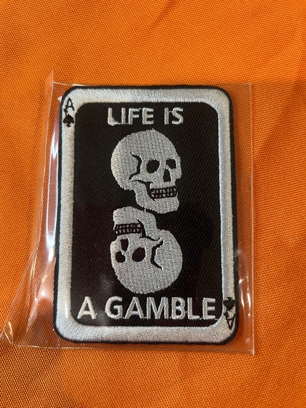 Black & White Skull 'Life Is a Gamble' Patch